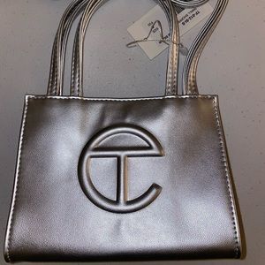 Small Silver metallic Telfar bag